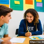 Home 20 정서 인식 향상을 위한 청소년 프로그램 - A vibrant classroom scene in a Spanish-speaking high school where diverse teenagers engage in an emo...