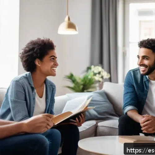 Home 30 정서 인식 향상을 위한 성과 측정 방법 - A diverse group of young adults in a cozy urban living room setting, engaged in a warm and open conv...