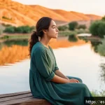 Home 23 정서 인식 향상을 위한 비디오 시청 가이드 - A serene natural landscape at sunset in a Spanish countryside setting, featuring warm golden light b...